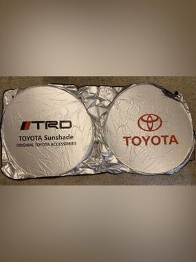 TOYOTA //TRD Silver Polymester Black & Red Car Windshield Sun Shade